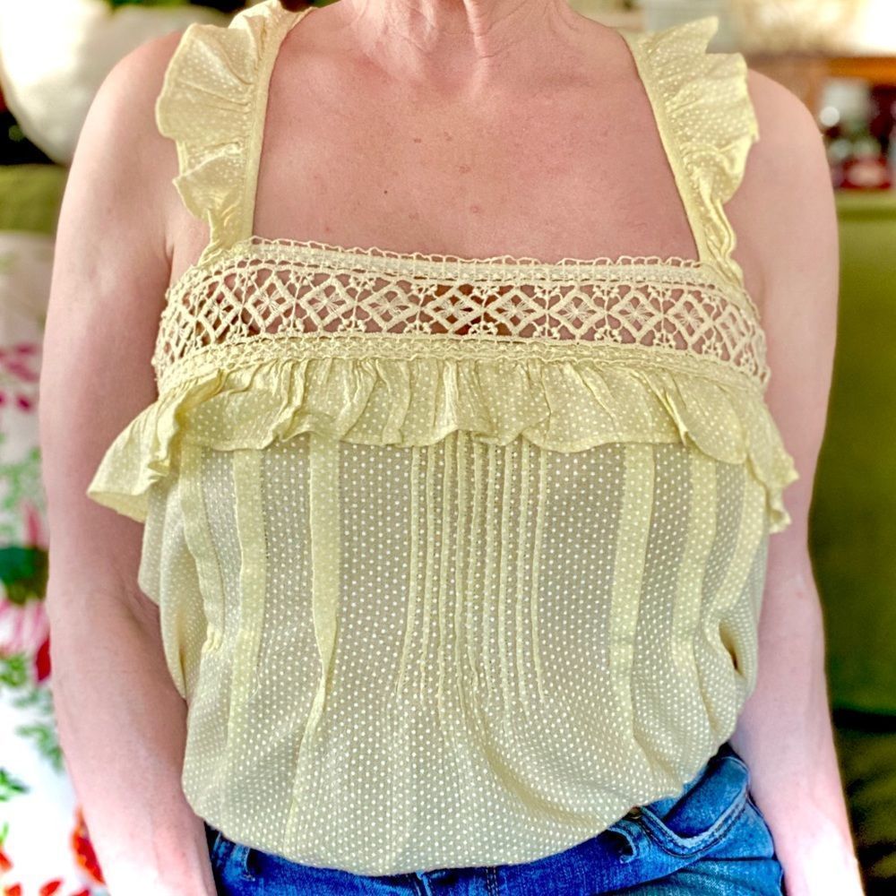 Free People Swiss Dot Crop Top